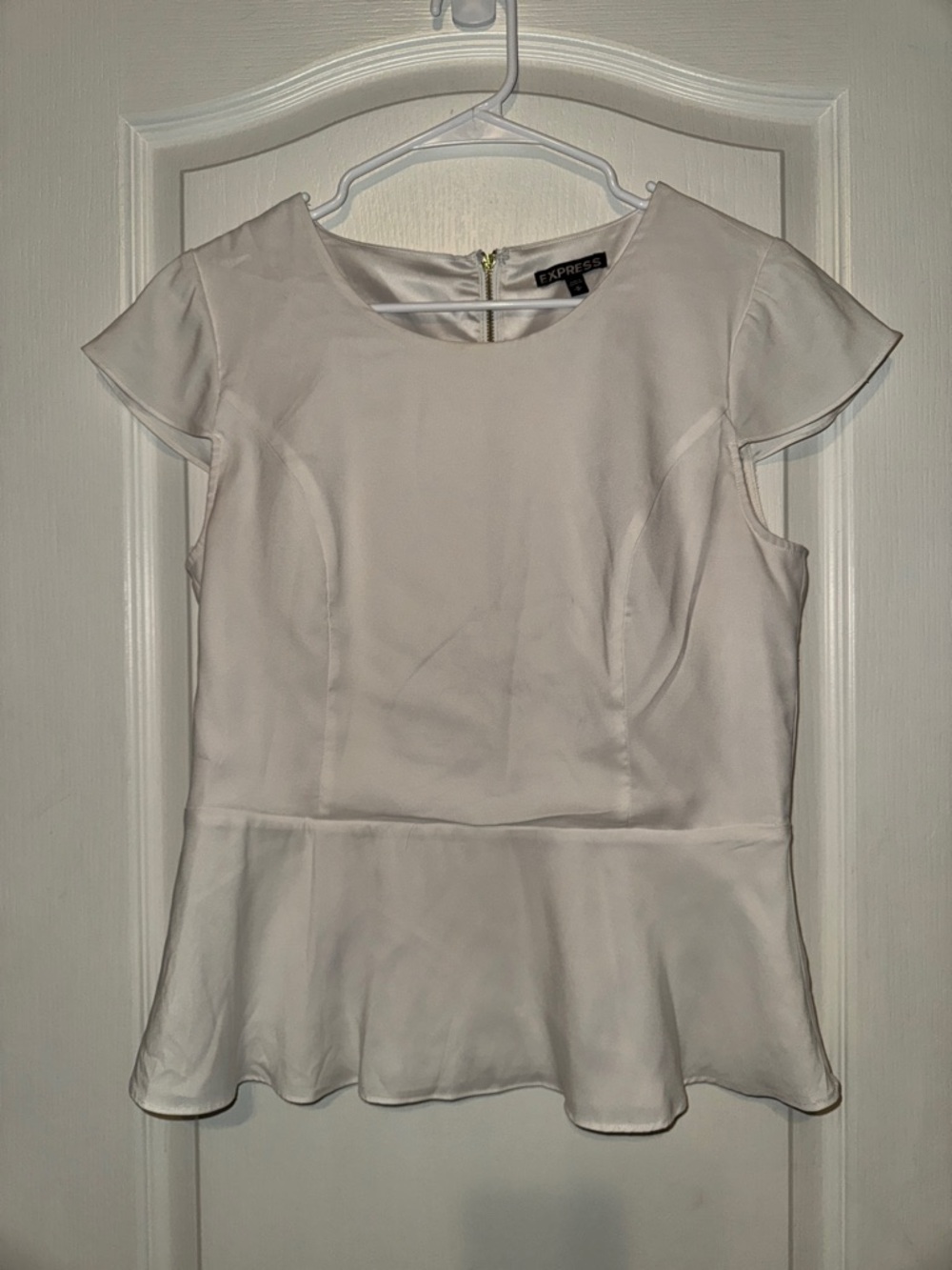 Express Women's Ivory Peplum Cap-Sleeve Top